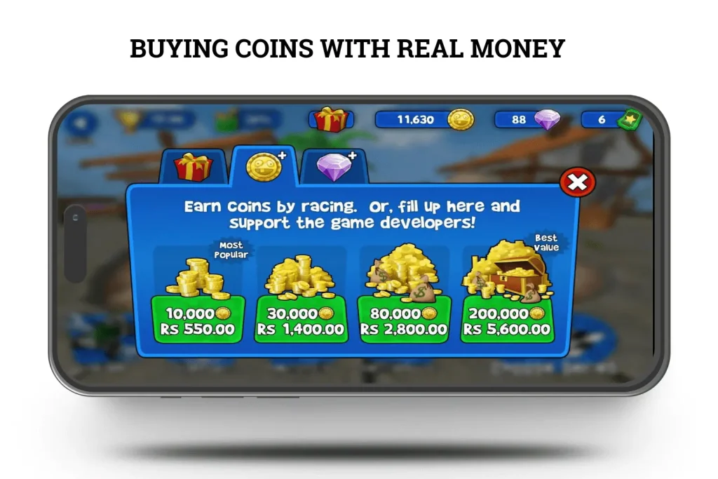 BUYING COINS WITH REAL MONEY